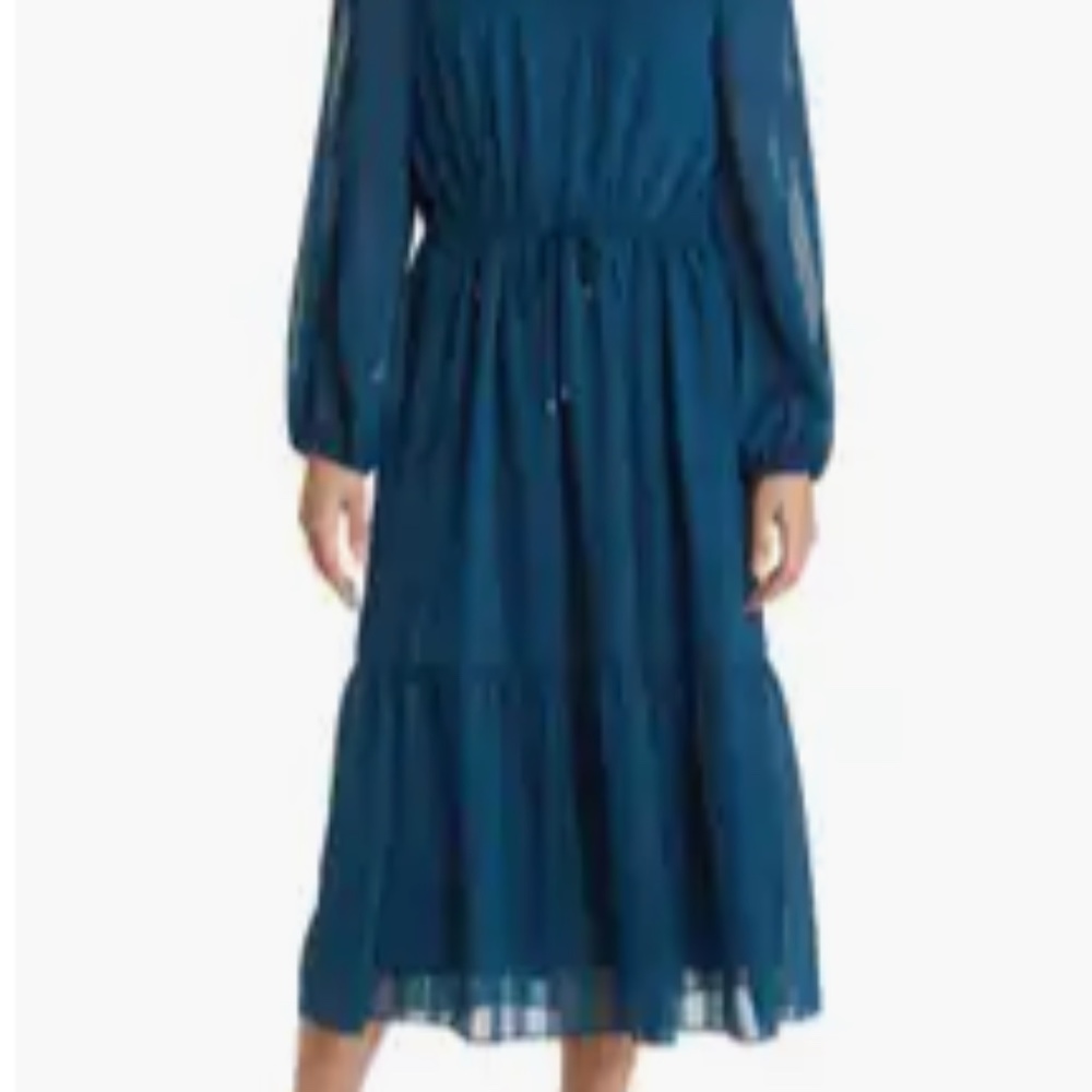 Julia Jordan Tiered Long Sleeve Drawstring Waist Dress - Picture 2 of 10